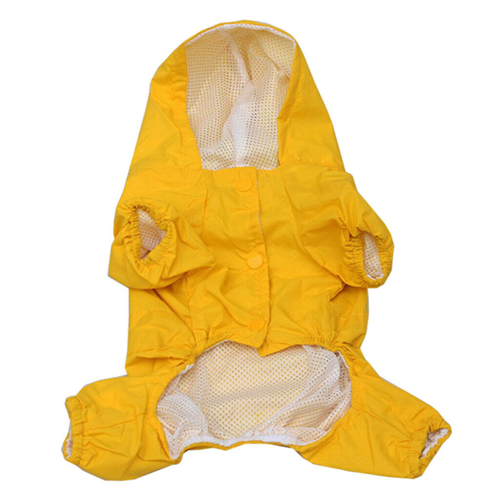 Dog Pet Waterproof Reflective Raincoat Hooded Clothes Apparel  Yellow XXL
