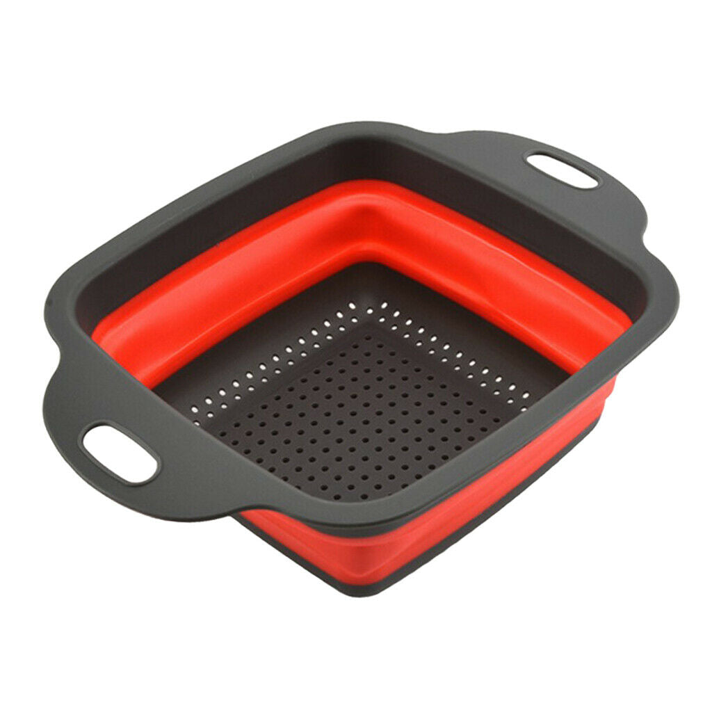 Silicone Collapsible Colander Drainer Basket Rectangle Folding Strainer S