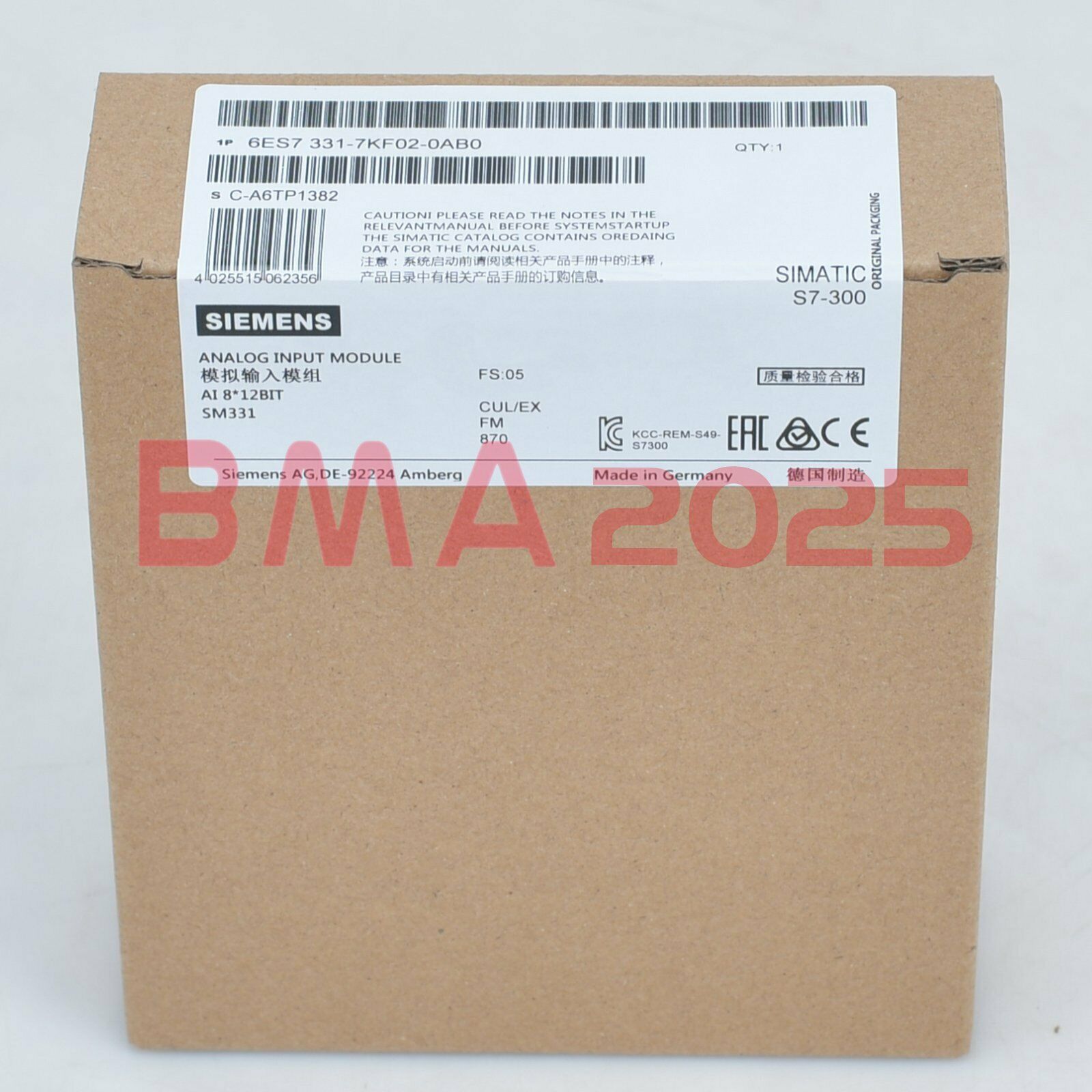 New 6ES7 331-7KF02-0AB0 6ES7331-7KF02-0AB0 1 year warranty DHL Free Ship SM9T