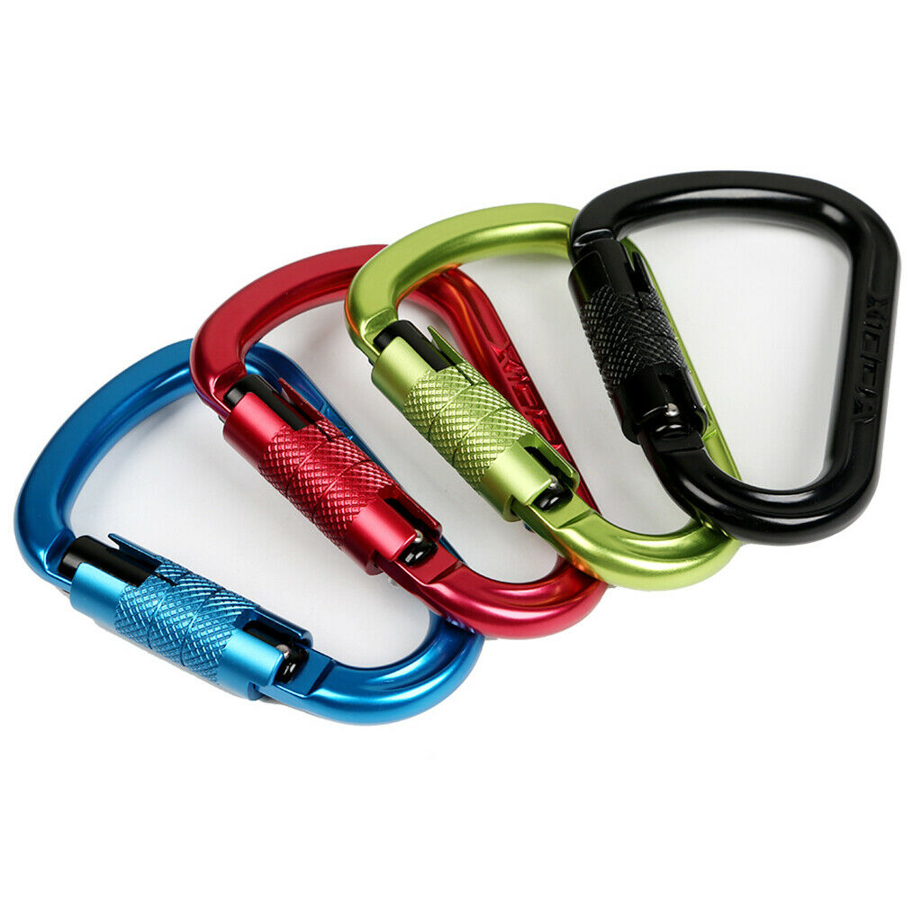 Outdoor Rock Climbing Pear Shape 25KN Auto Locking Carabiner Black