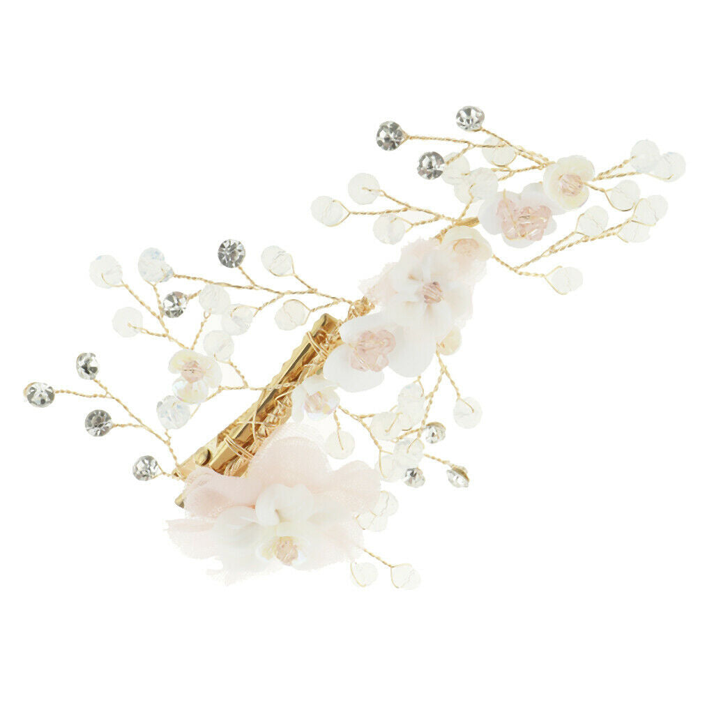 Handmade Flower Manual Alloy Rhinestone Hairpin Women Golden Tiaras