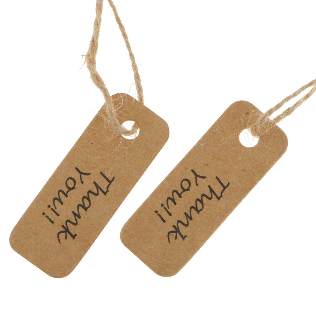 100pcs Thank You Christmas Kraft Paper Gift Tags Labels Hanging Cards Brown