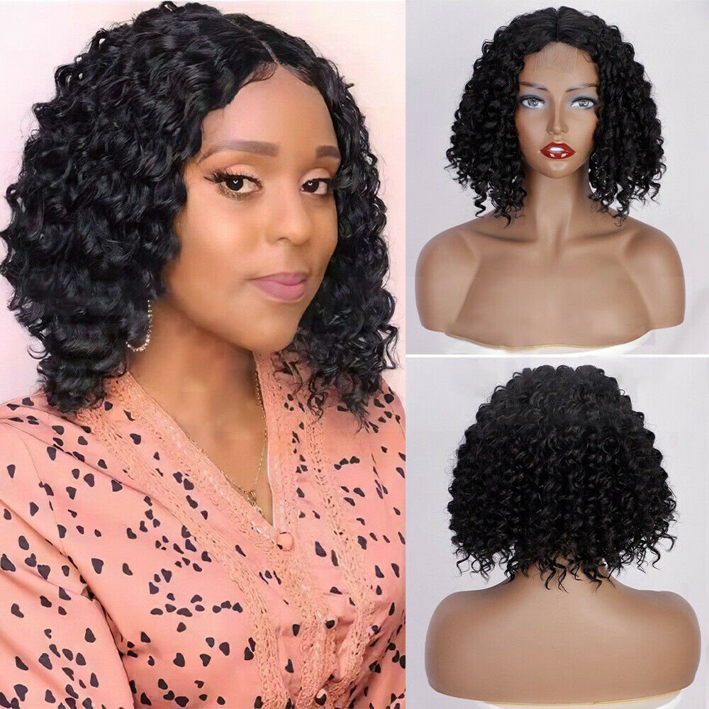 Short BOB Curly Hair Wigs Small Lace Front Wigs for Black Women Middle Part Wigs