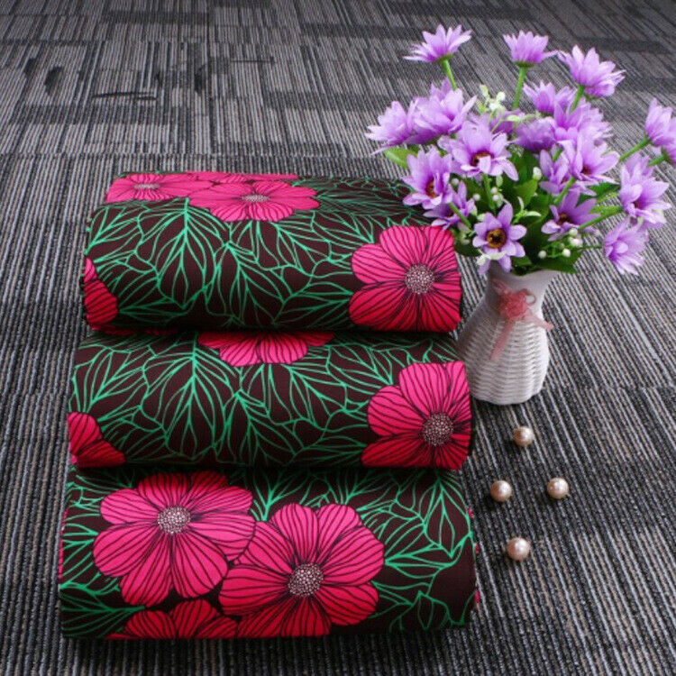 1 Yard Plain Weave Polyester Flower Printed Cloth Fabric for DIY Apparel Sewing