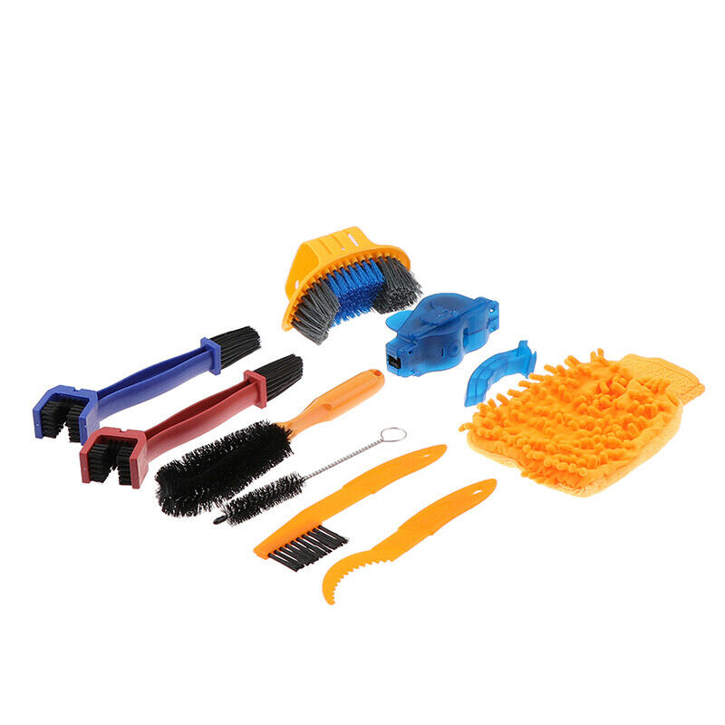 9Pcs/set Bike Chain Cleaner Scrubber Brushes Bike Wash Tool Set Cleaning Kit Tt