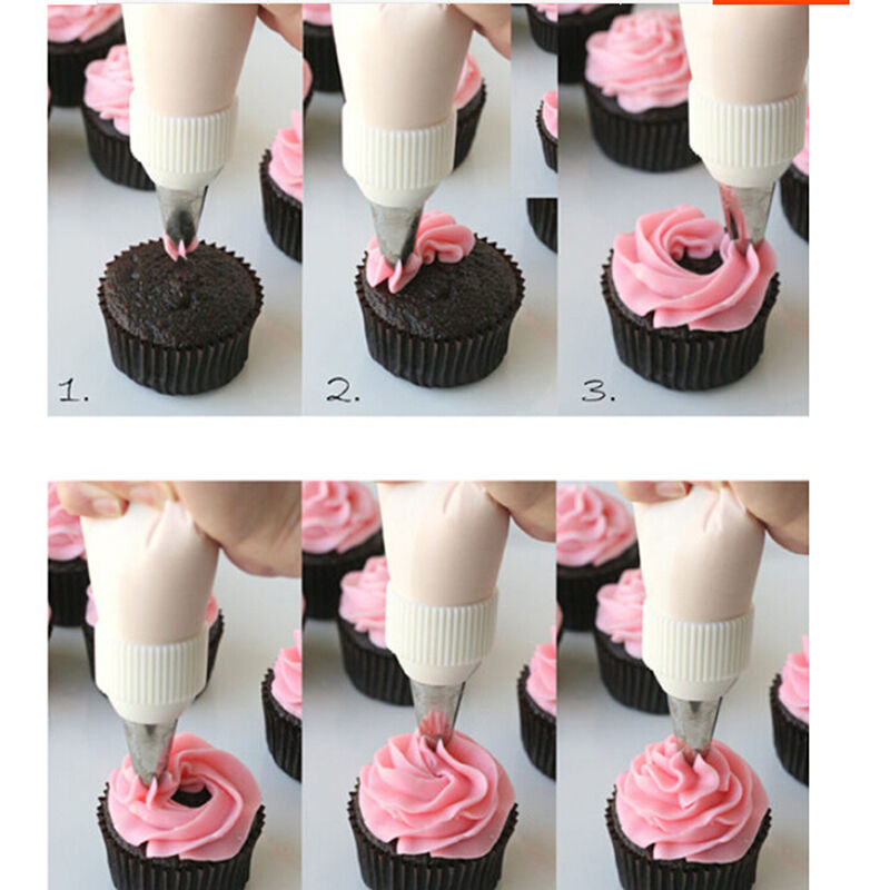 Silicone Reusable Piping Bag 6 Icing Nozzles Fondant Cake Pastry Decoratin.l8