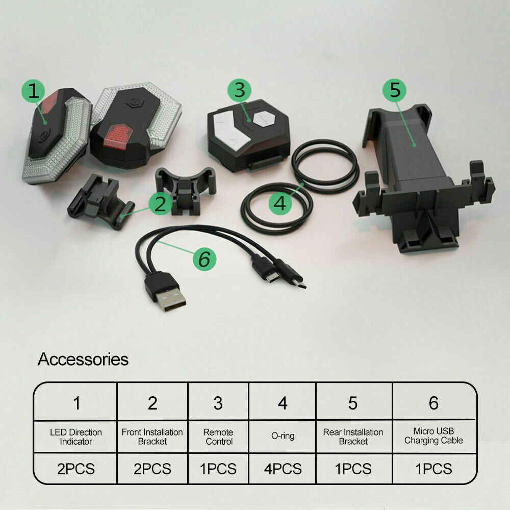 Bicycle Light E-bike Turn Signals Front Rear Light Smart Wireless Remote Control