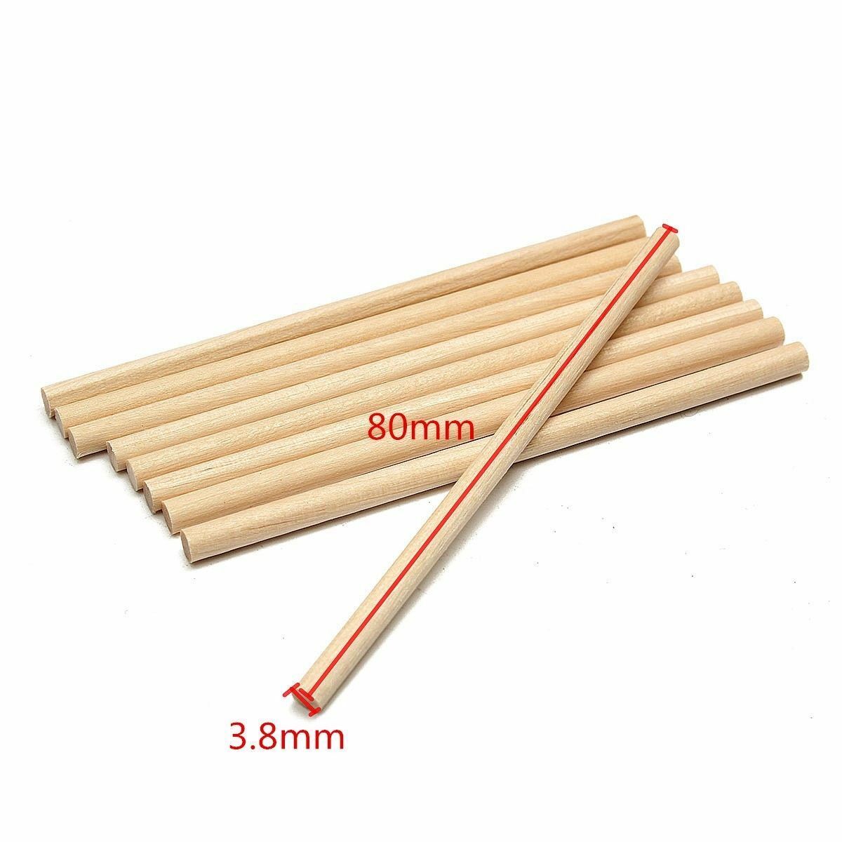100Pcs 80mm Round Wooden Lollipop Lolly Sticks Cake Dowels For DIY Food Crafts