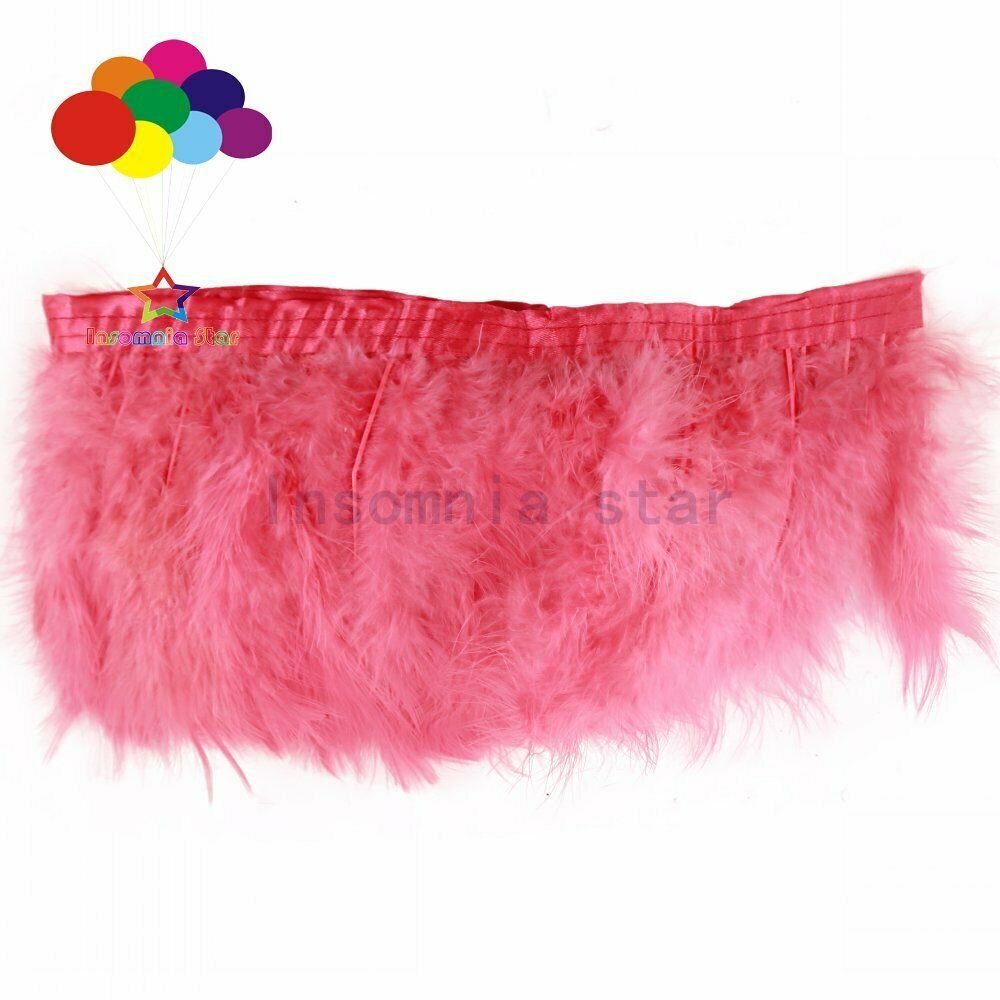 Watermelon red 2 Meter 6-7 INCH fluffy Marabou feather Trim Height Ribbon