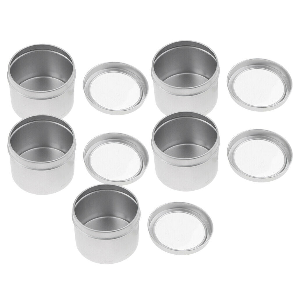 5x Empty Cosmetic Aluminum Tin Storage Pot Round Containers Screw Lid Bottle