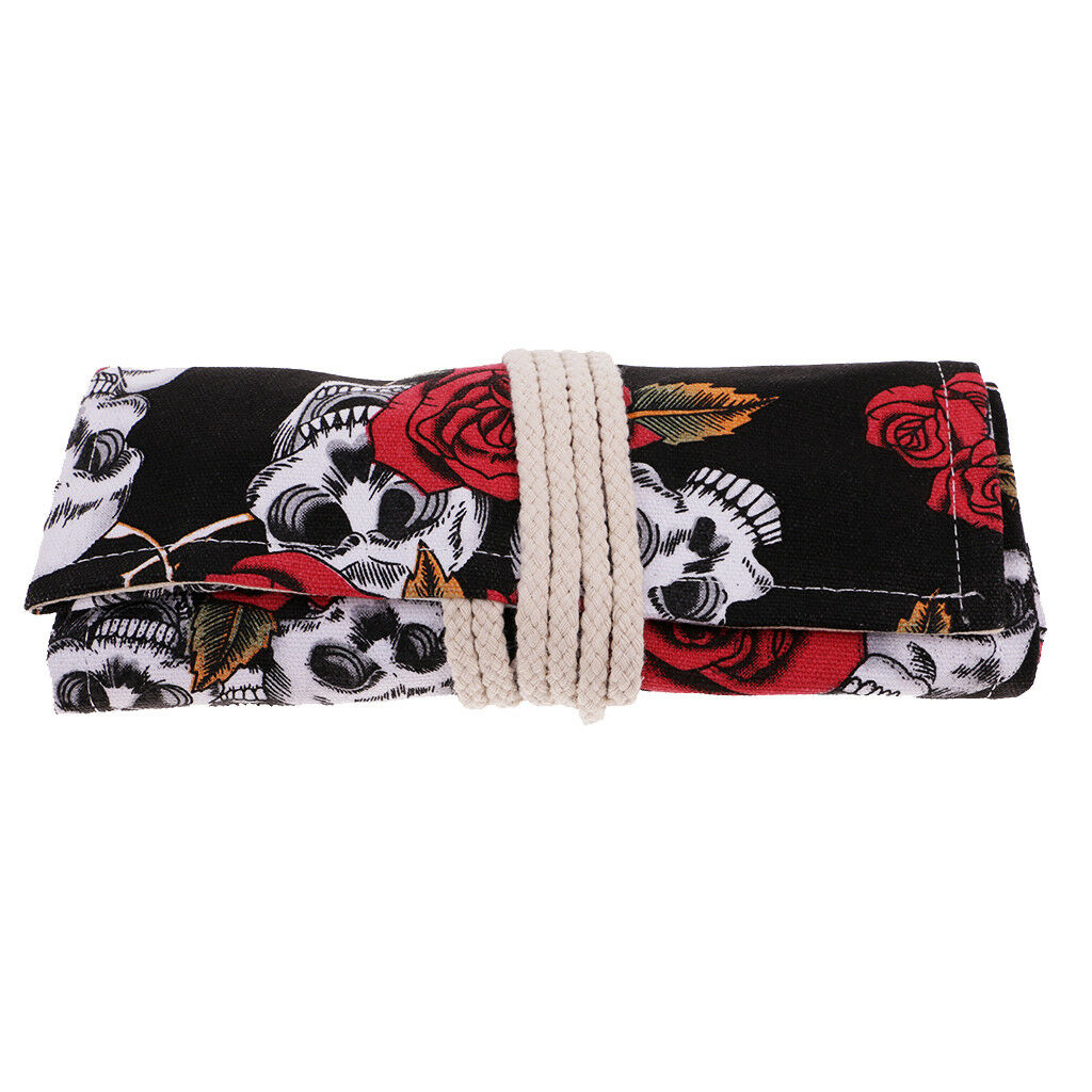 Roll Up Sketching Pencil Case Canvas Pen Bag Holder Pouch Storage Organizer