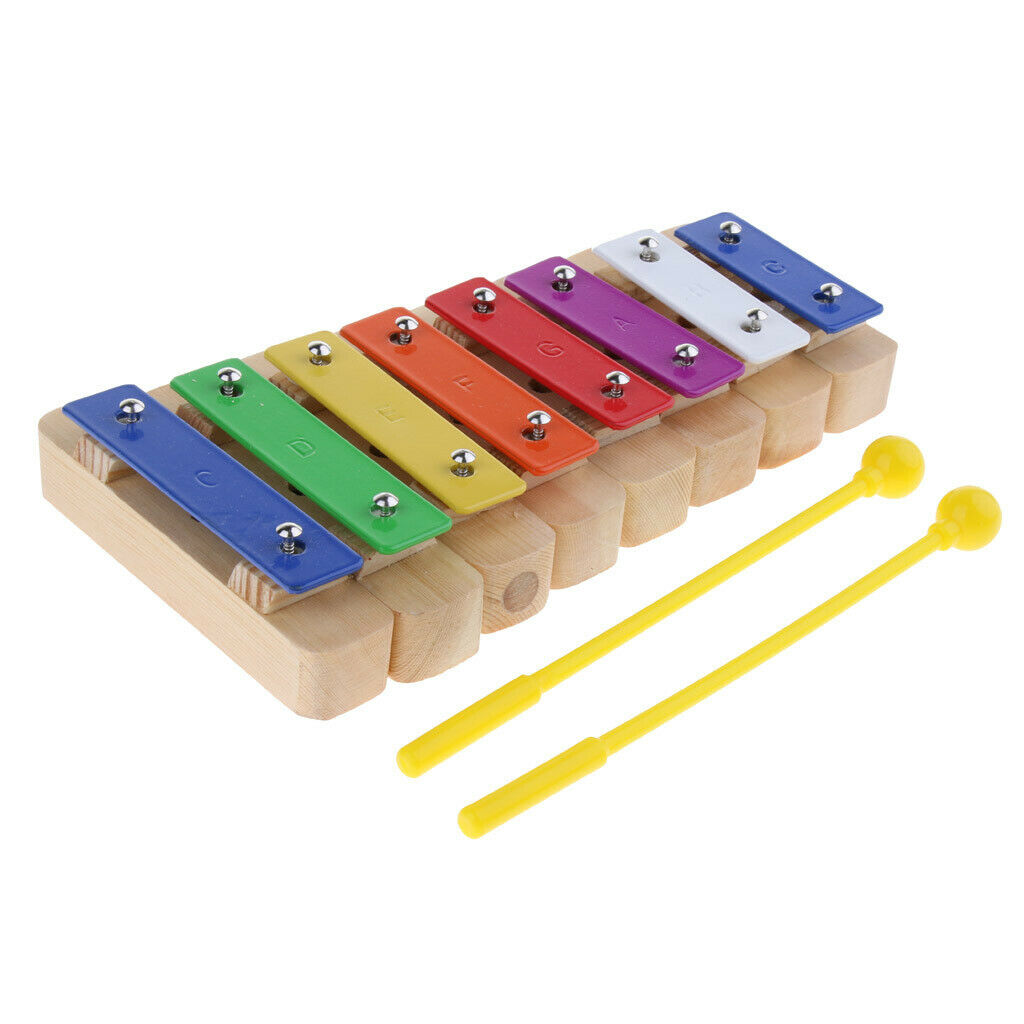 Finest 8 Notes Xylophone with 1 Pair Sticks for Kids Preschool Percussion Toys