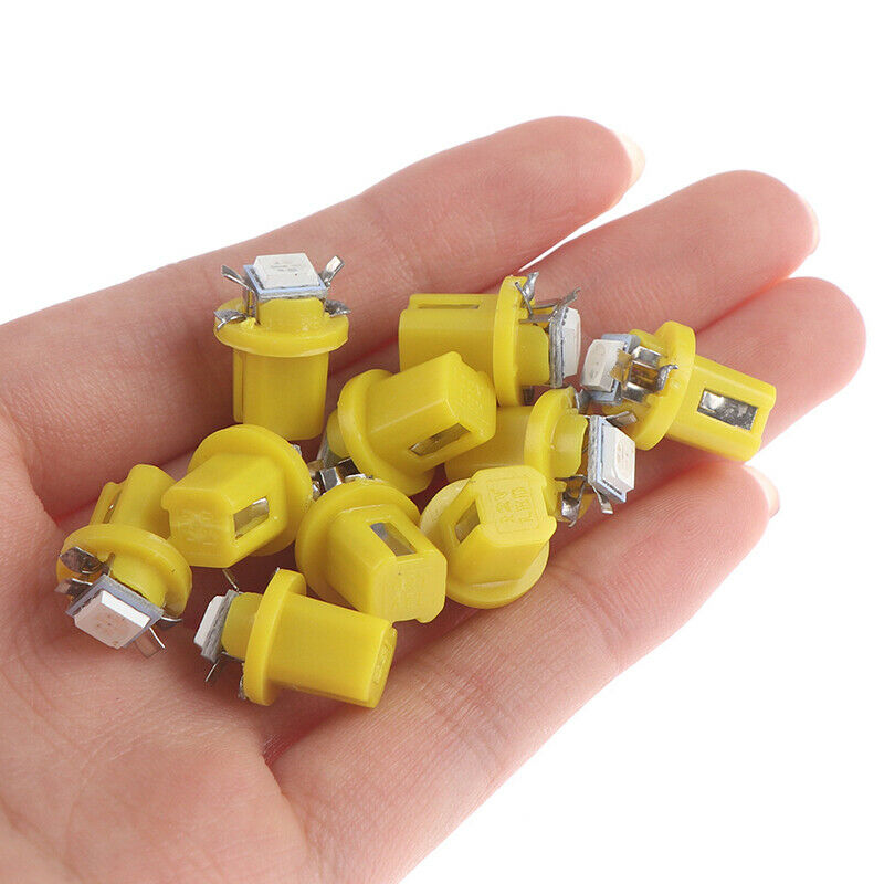 10x Car T5 B8.5D 5050 Dashboard Instrument Speed LED Light Bulb Lamp 12V YelY1