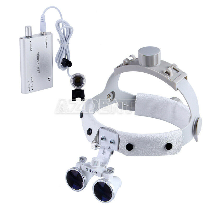 Dental Surgical Headband Binocular Loupes Magnifier 3.5X-R / Head Light Lamp