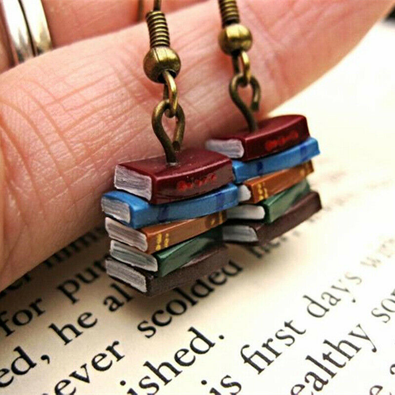School Retro Library  Earrings Multicolor Books Earrings Fashion Woman Je.l8
