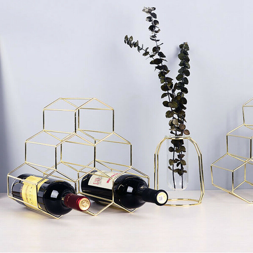 Metal Wine Rack, Countertop Wine Holder Stand Stack 6 Bottles, Space Saver, Free