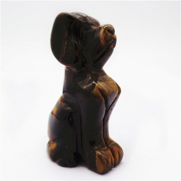 50x30x18mm Natural Tiger Eye Gem Carved Dog Decoration Statue Stone Decor HH7952