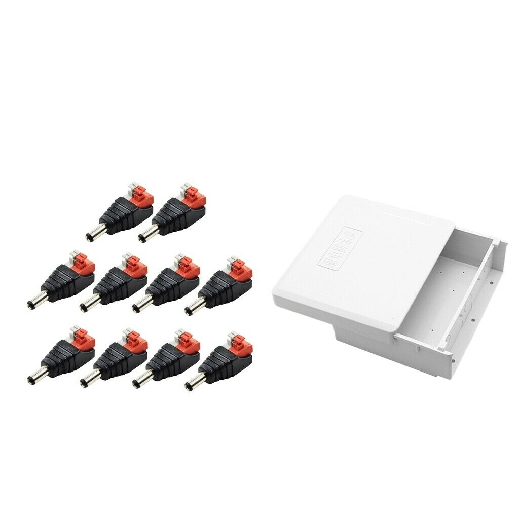 10PCS 12V Male DC Power Copper Plug Adapter Connector for LED Strip Light +