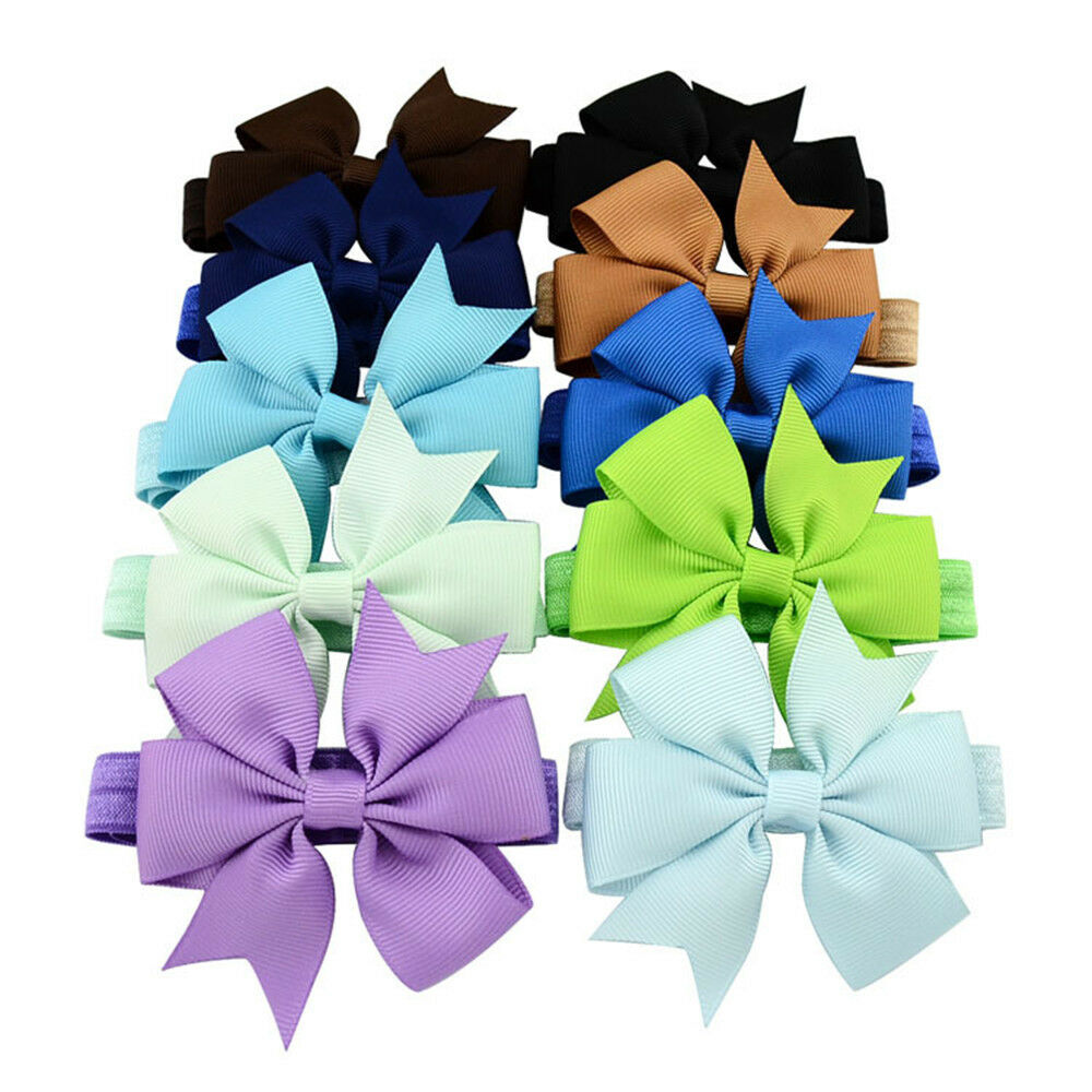 Pack of 20 Newborns Baby Girls Hair Band Ribbon Bow Decor Headband Headwear