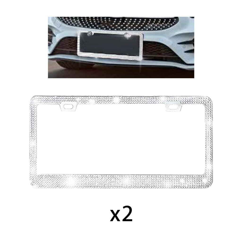 Crystal License Plate Frame Diamond Stainless Steel Rhinestone Handcrafted