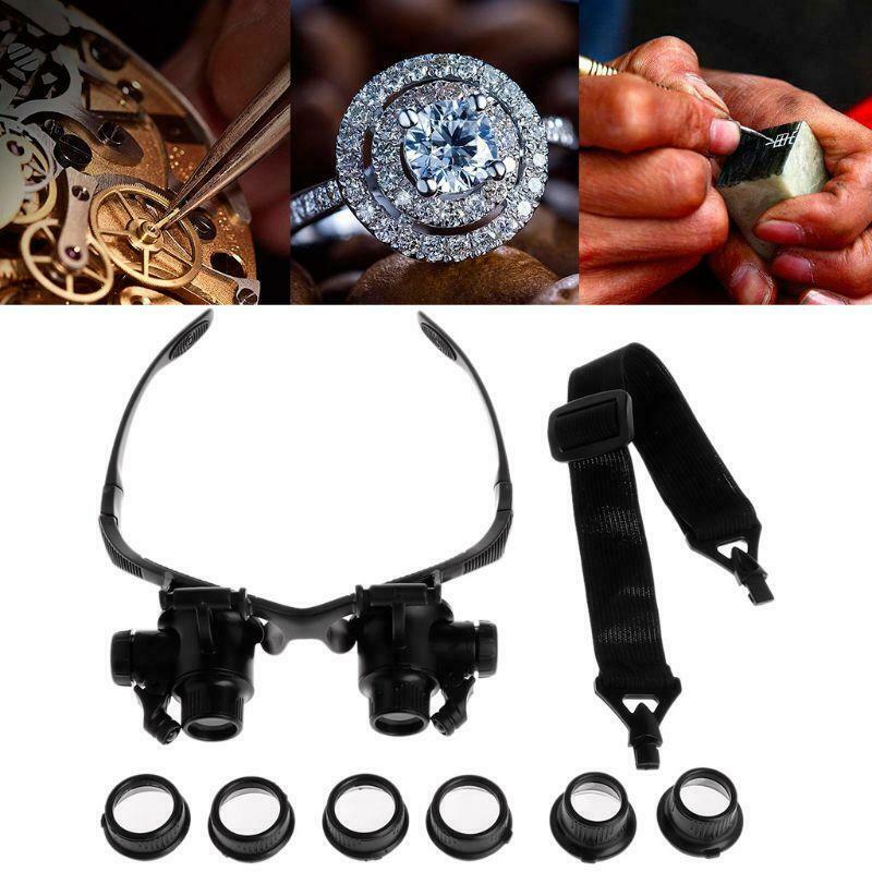 Headband Repair Magnifier With LED Light Dual Eye Jewelry Magnifying Glasses 10X