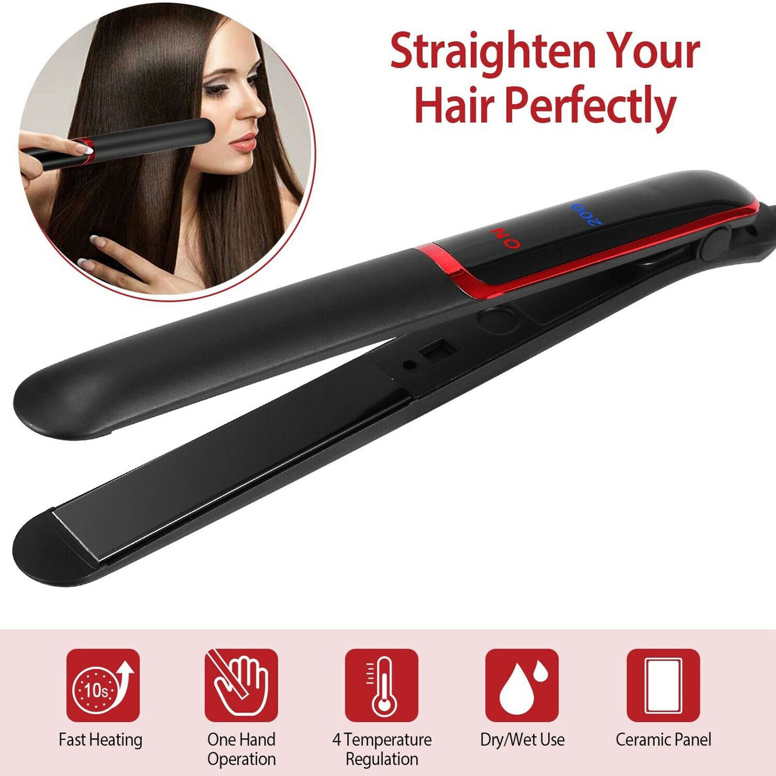 Professional Steam Hair Straightener Ceramic Tourmaline Ionic Flat Iron Glider