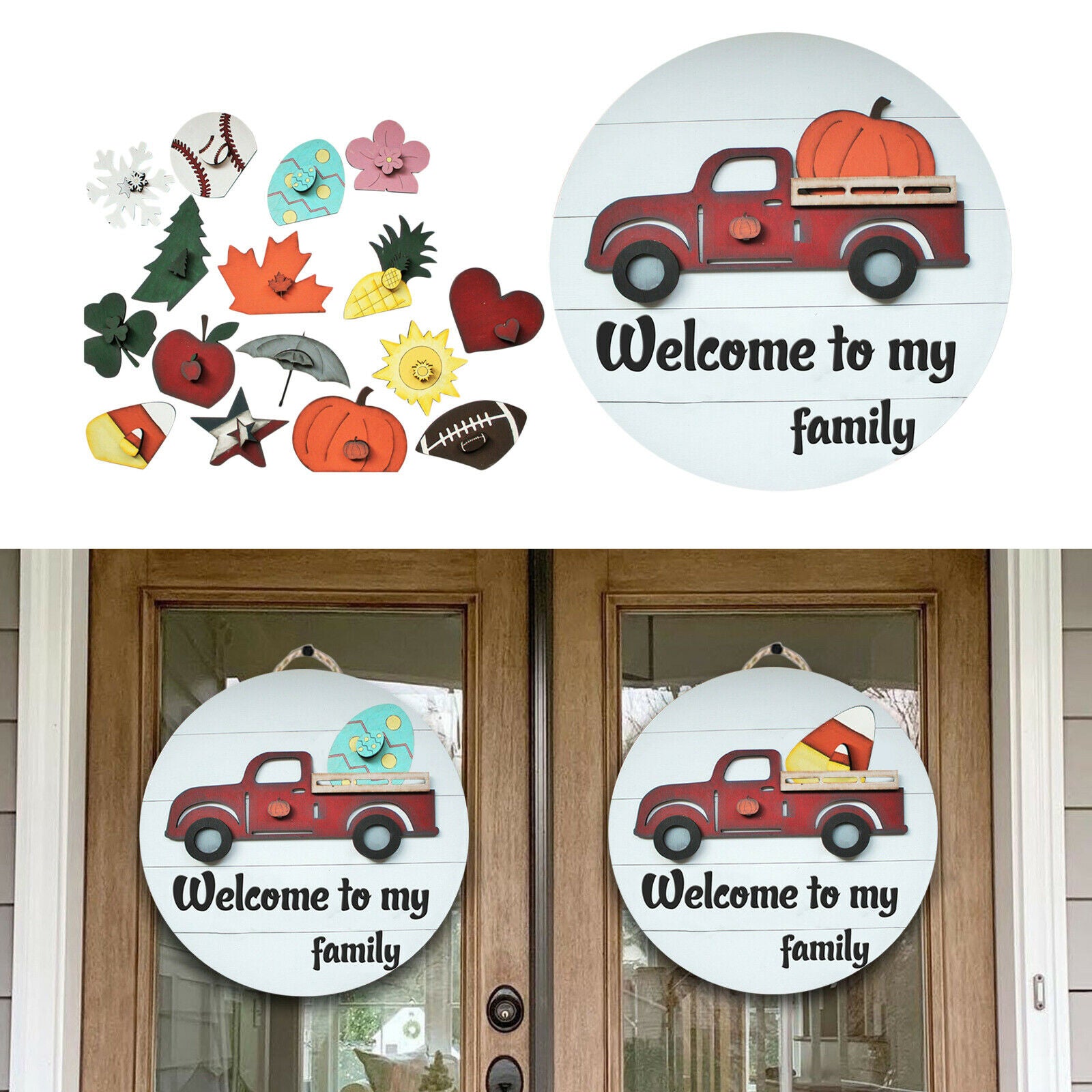 Seasonal Welcome Door Sign Hanging Garland Christmas Festive Decoration