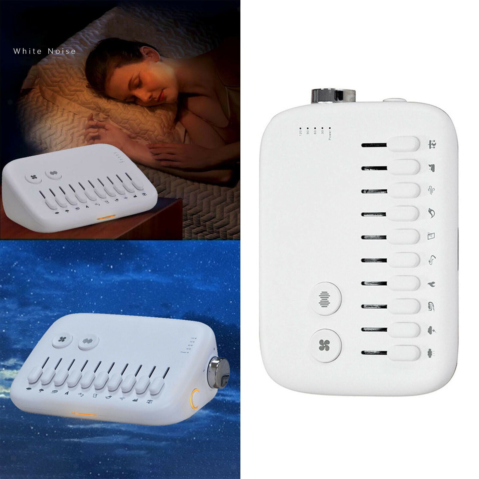 White Noise Machine 30 Soothing Sounds Rechargeable for Home Travel Sleeping