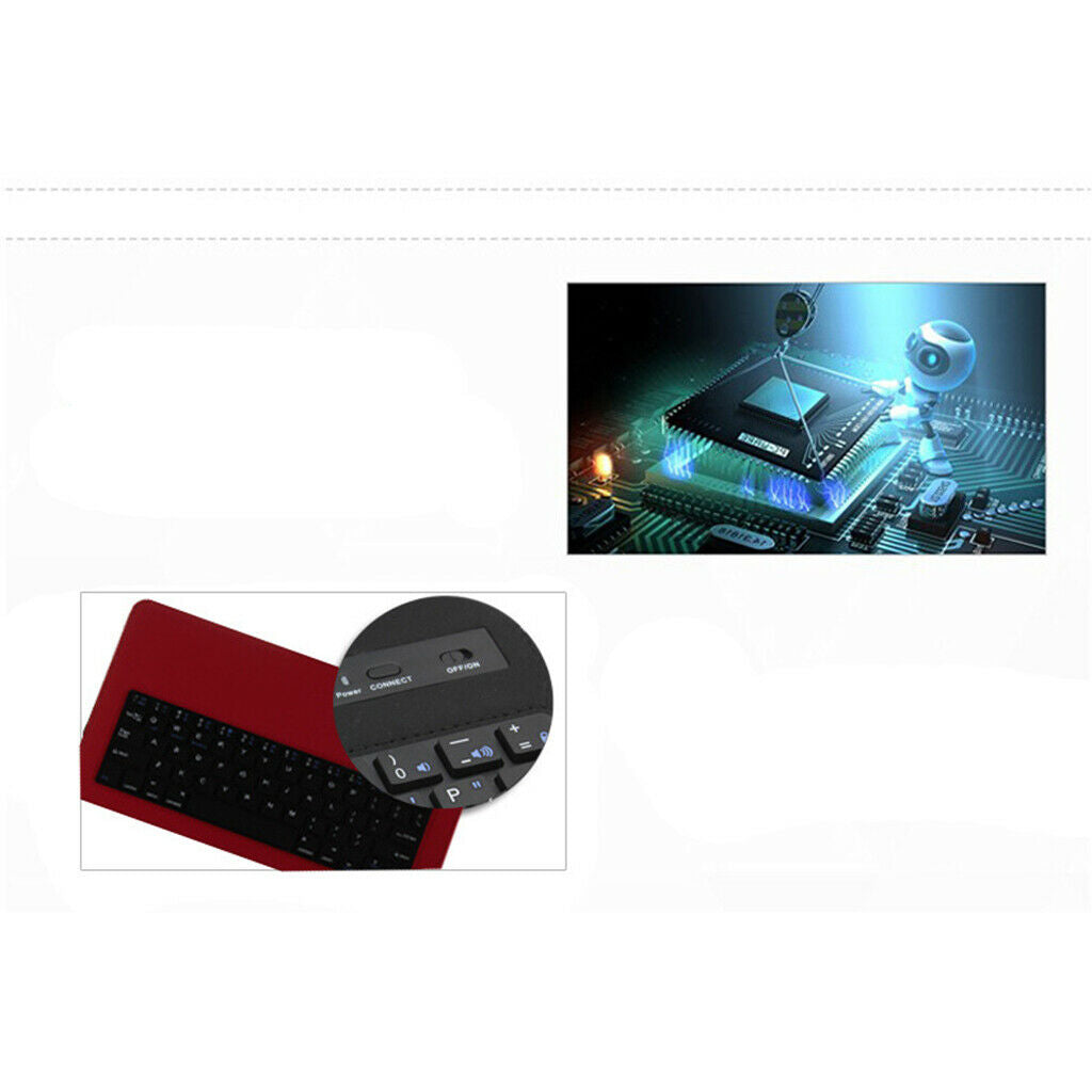 Universal 9-10inch Tablet Bluetooth Keyboard with PU Leather Case Red