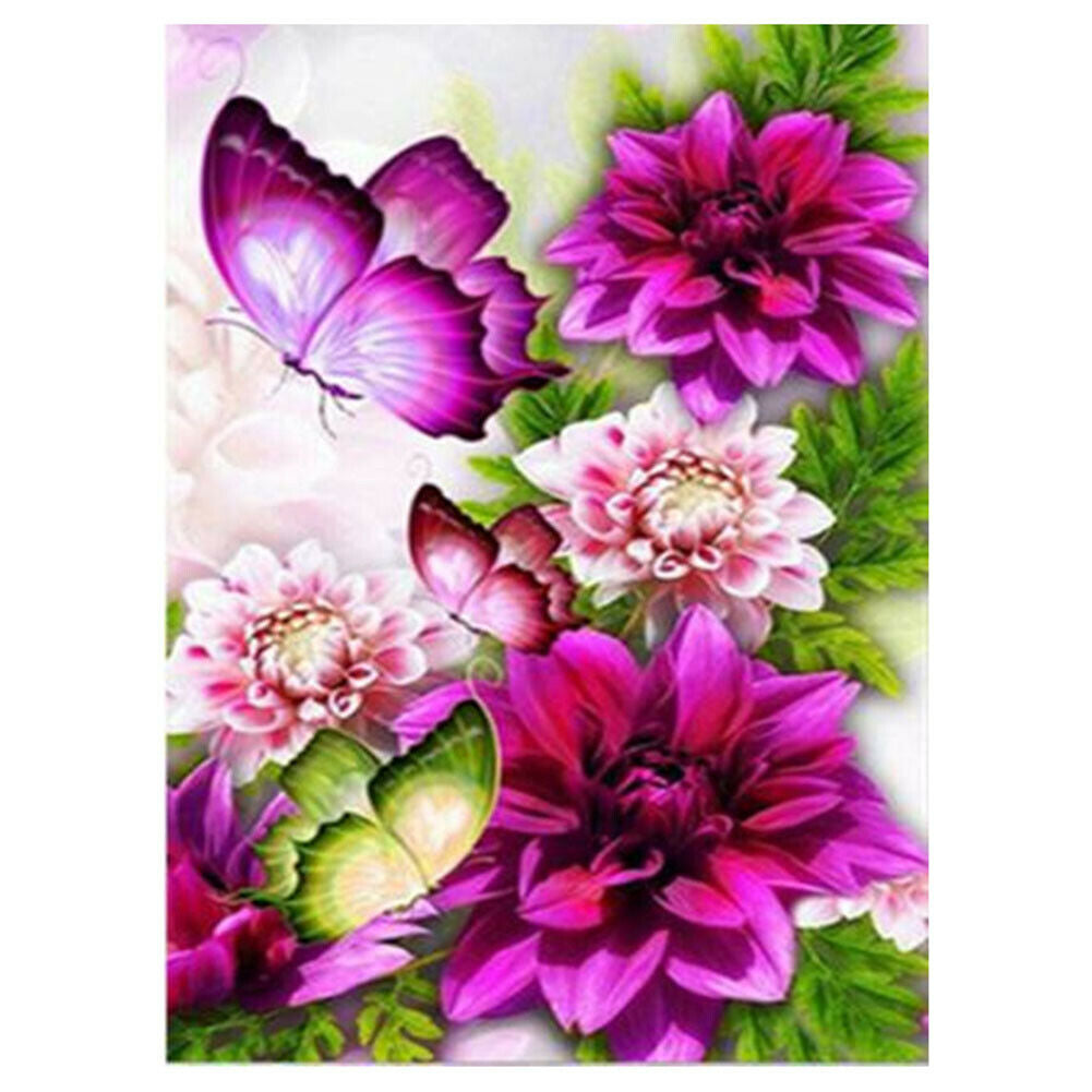 DIY Full Drill Round Diamond Painting Butterfly Embroidery Kits Needlework  @