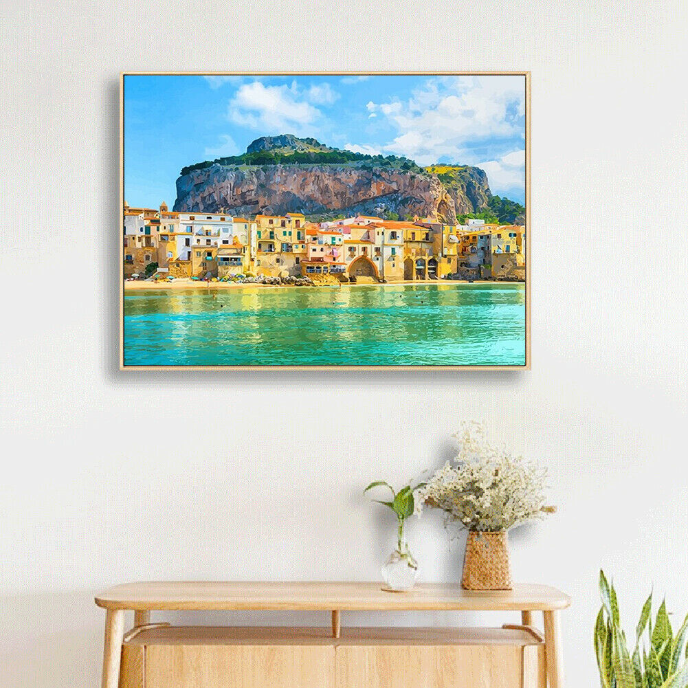 Seaside Scenery Oil Painting By Numbers Wall Drawing DIY Home Decor Kits  @