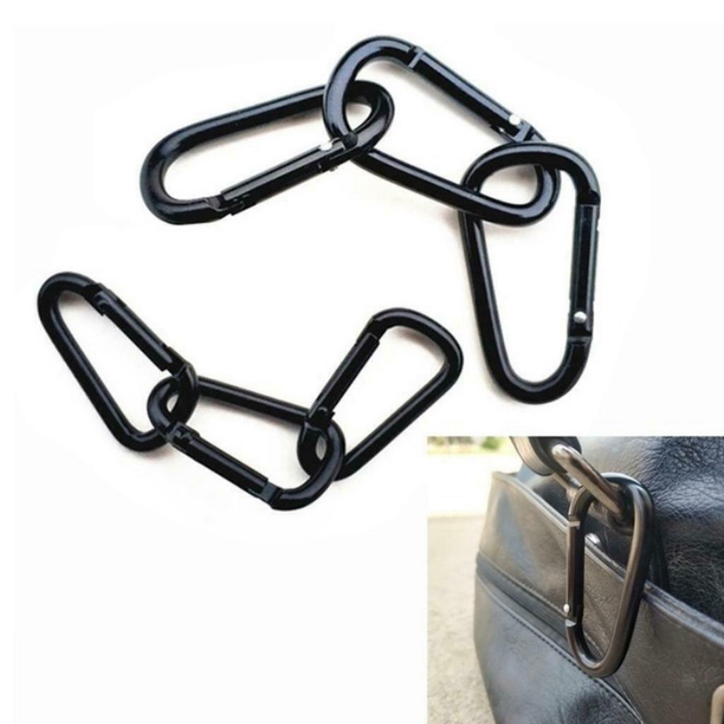 2Pack Black Clip Hook Small Keyring Camping Sports Caribiner Carabiner