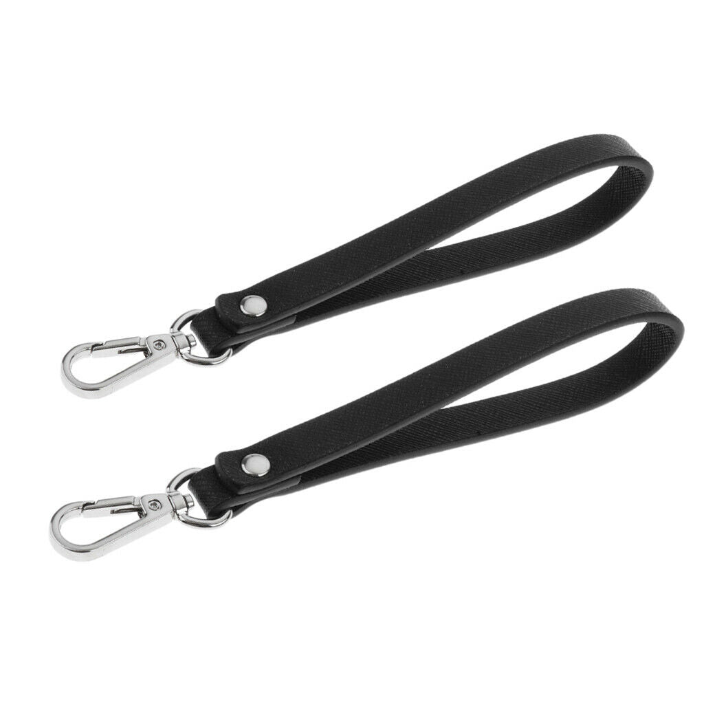 2pcs Black Leather Keychain Vachetta Wrist Strap for Wristlet Purse Key NEW