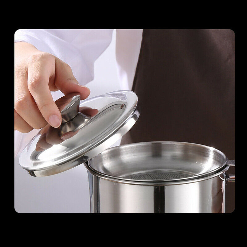 Container with Strainer Stainless Steel Oil Storage Can Strainer 1.2L with LBDA