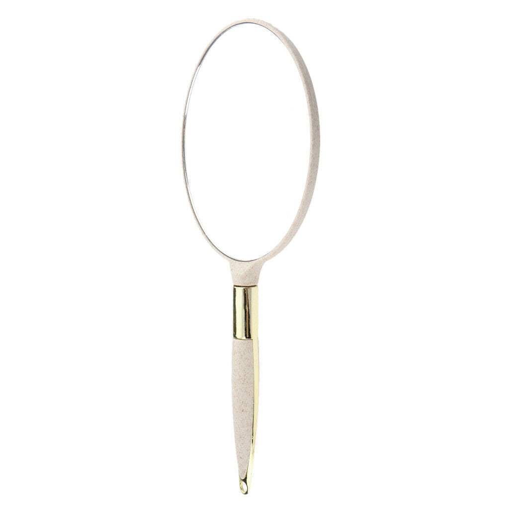 Portable Plastic Handheld Mirror for Vanity Makeup Home Salon Travel Beige