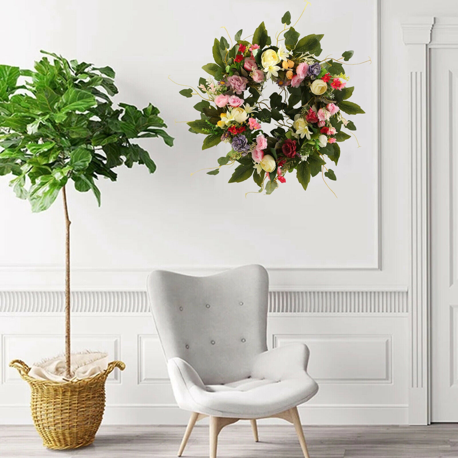 Realistic Faux Wreath Garland Wreath Wedding Living Room Farmhouse Decor
