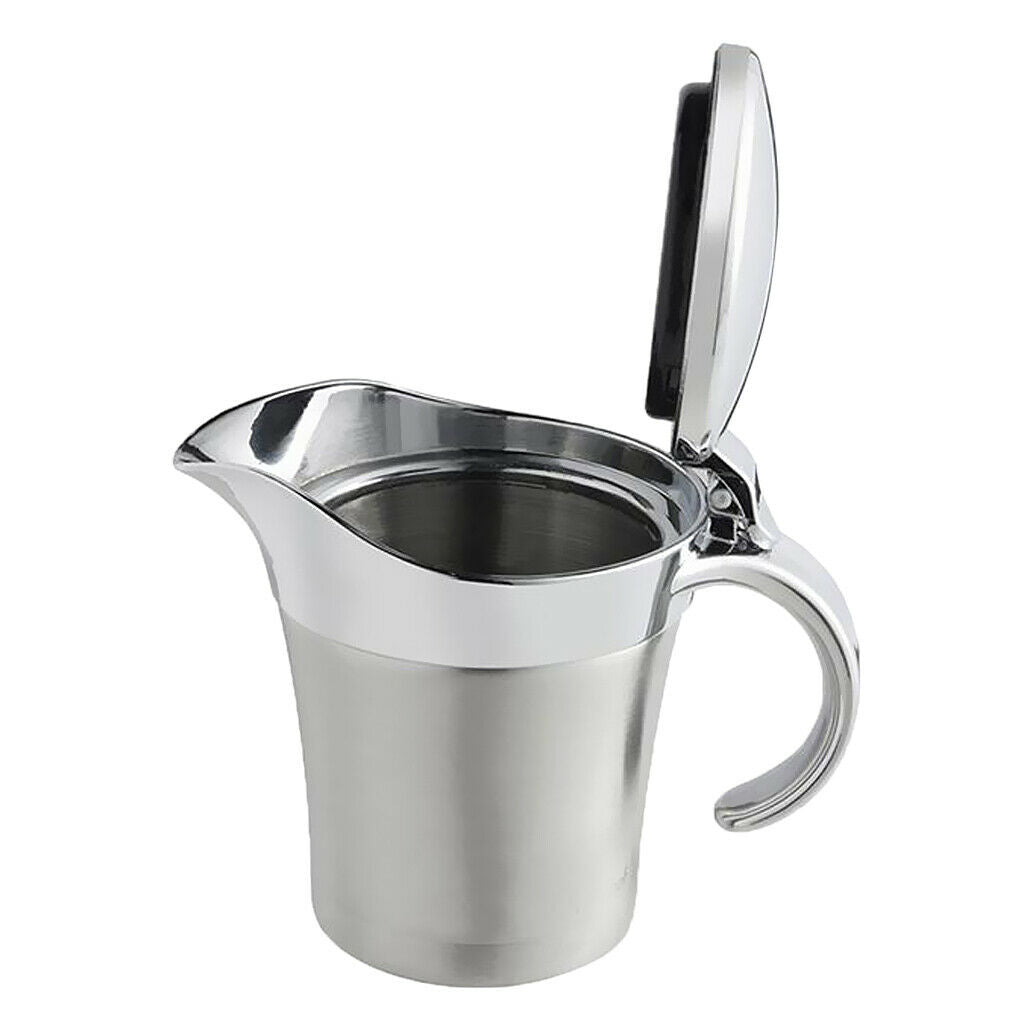 Stainless Steel Double Insulated Gravy Boat / Sauce Jug - with Hinged Lid  34