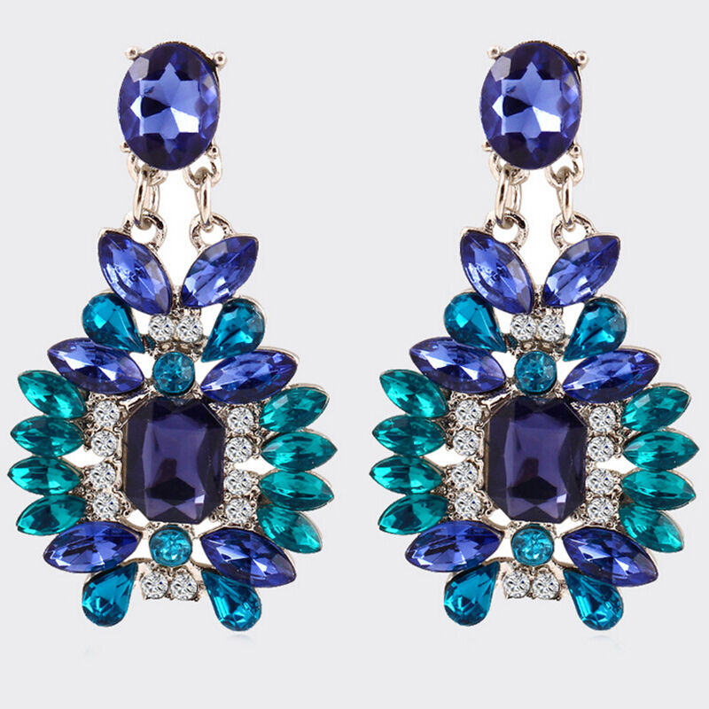 1Pair Luxury Women Crystal Rhinestone Big Dangle Drop Earrings Stud Jewelr.l8