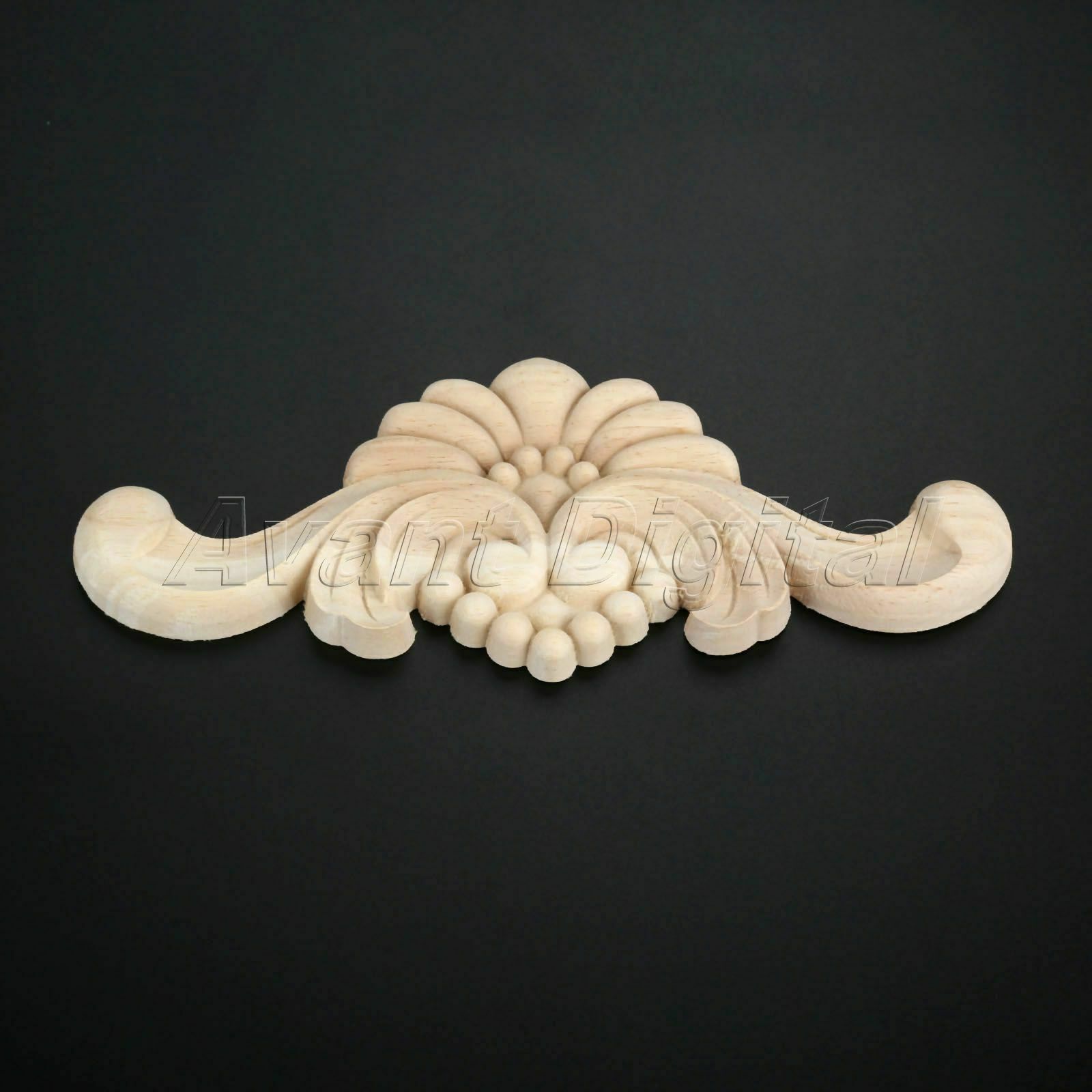 22*9cm Classic Horizontal Applique Unpainted Wooden Carved DIY European Style