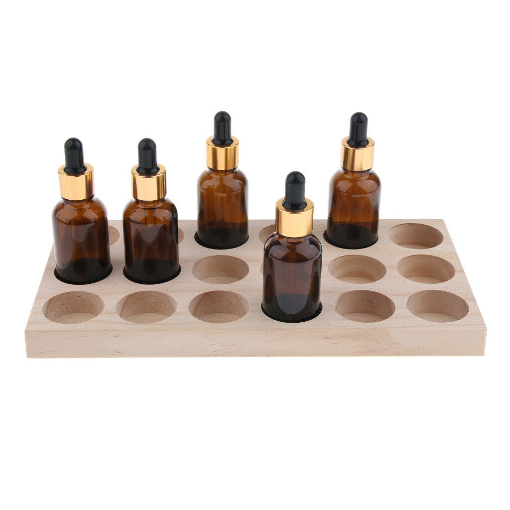 30/10ml Essential Oil Storage Box Wood Rack Organizer Display Holder 18Slots