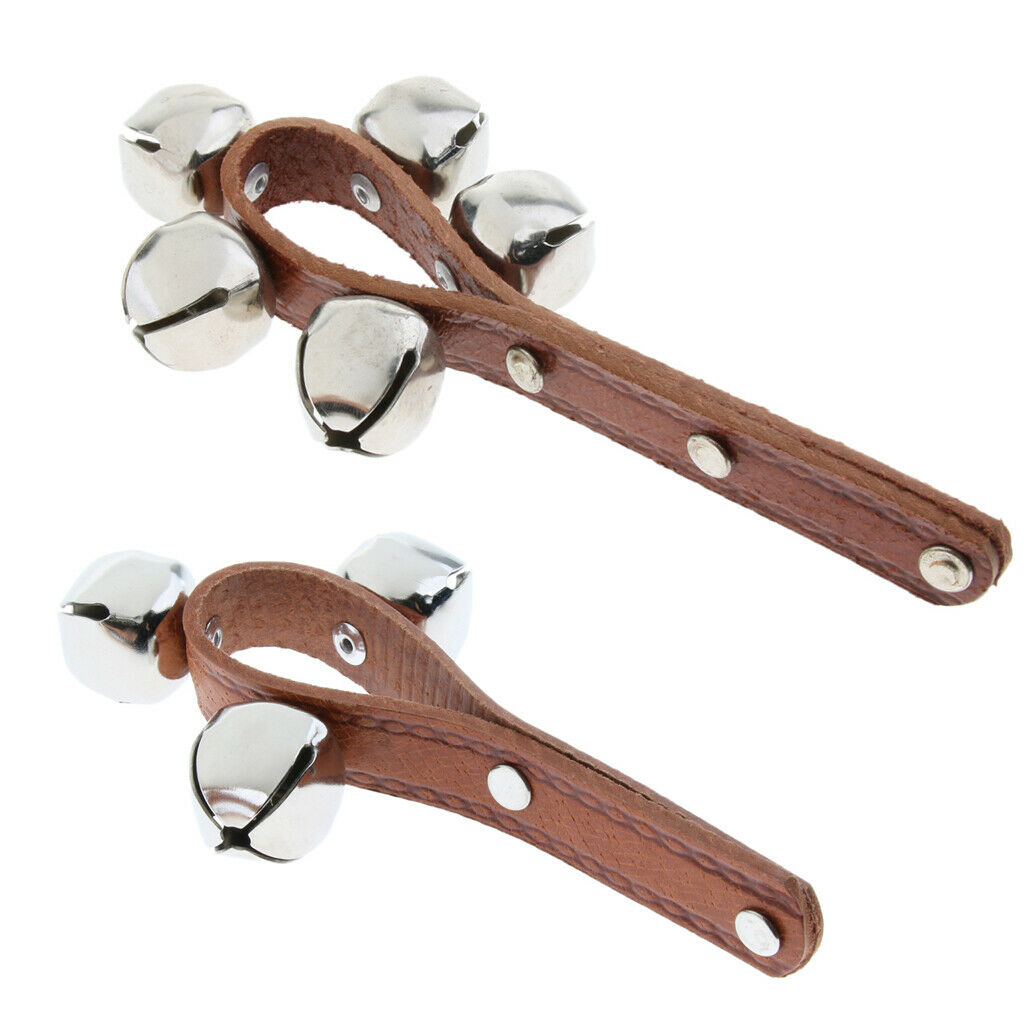 Jingle Bells Musical Instrument with Leather Strap for Baby Kids  3 Bells