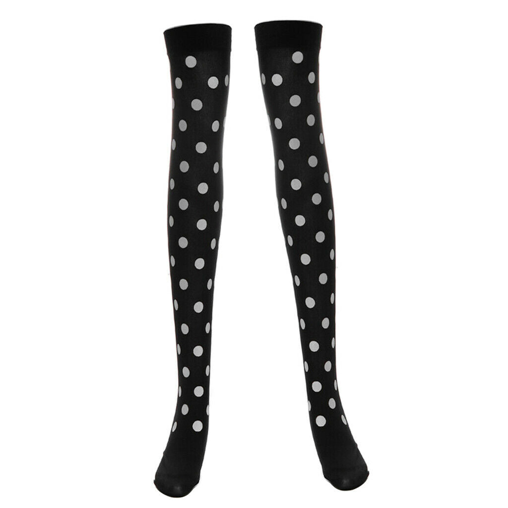 Women Halloween Thigh High Long Stockings Over Knee Costume White Dot
