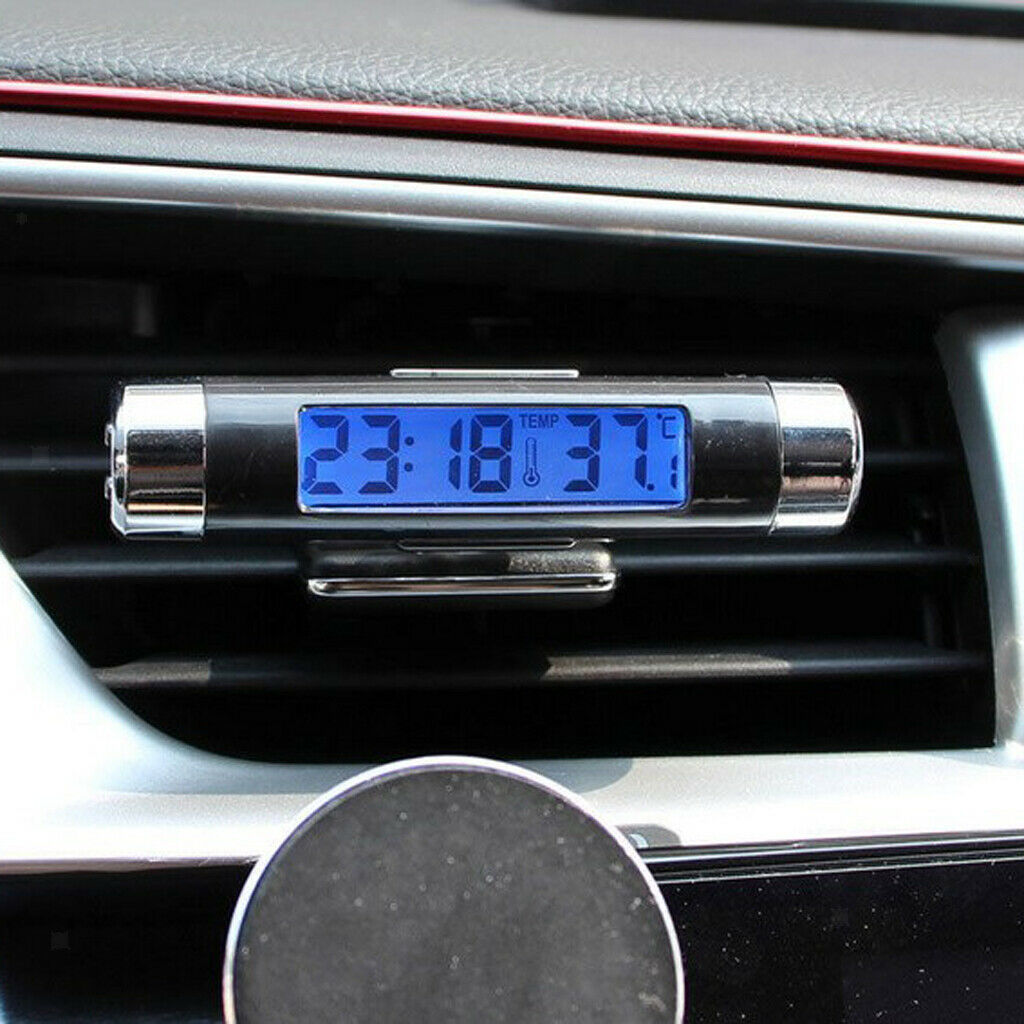 Backlight Mini Electronic Clock with Thermometer Digital LCD Display for Car Air
