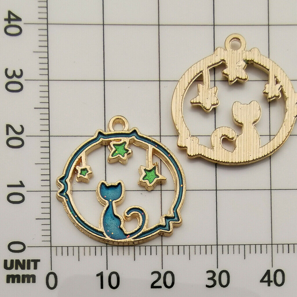 8pcs Star Moon Enamel Charms For Jewelry Making DIY Blue