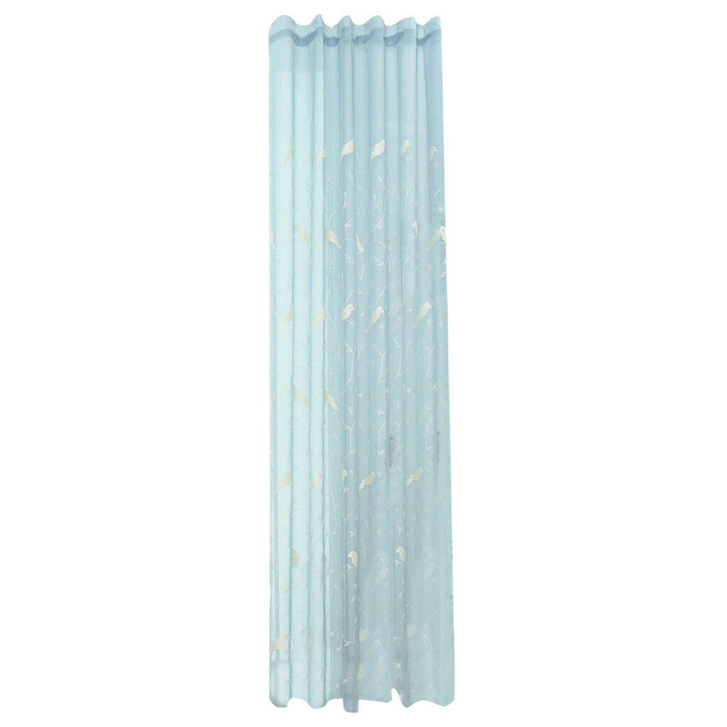 Elegant Embroderied Birds Sheer Window Curtain Voile Drapery Panel 39''x98'' Rod
