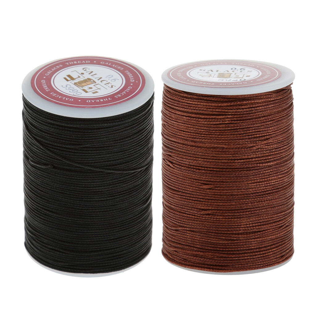 2 Rolls Round Waxed Cotton Cord String Jewellery Bracelet Necklace DIY 0.6mm