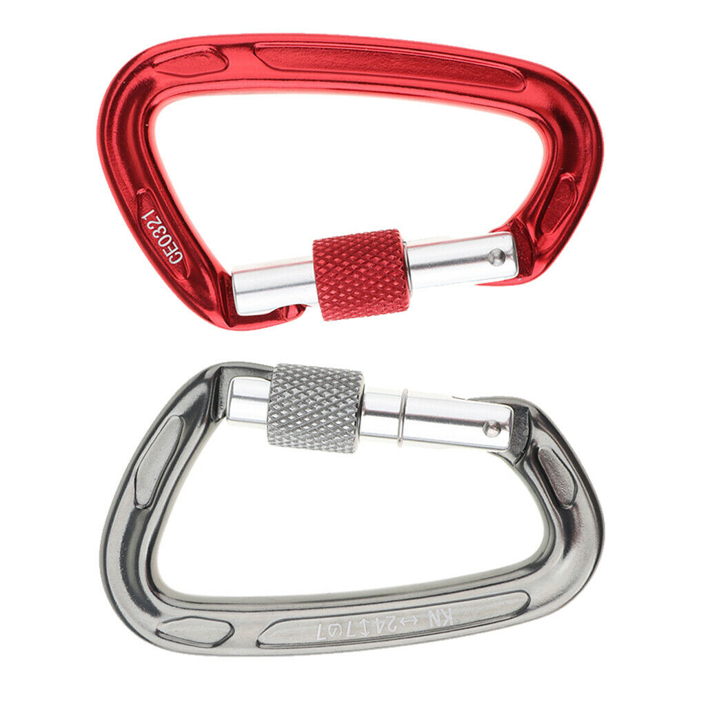 24KN Auto Locking Carabiner Hammock Carabiner Rappelling Climbing Buckle Grey