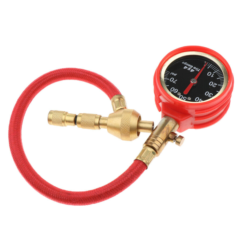 Tyre Pressure Gauge with Flexible Hose And Air Release Valve 5 - 70PSI YX-JP-098
