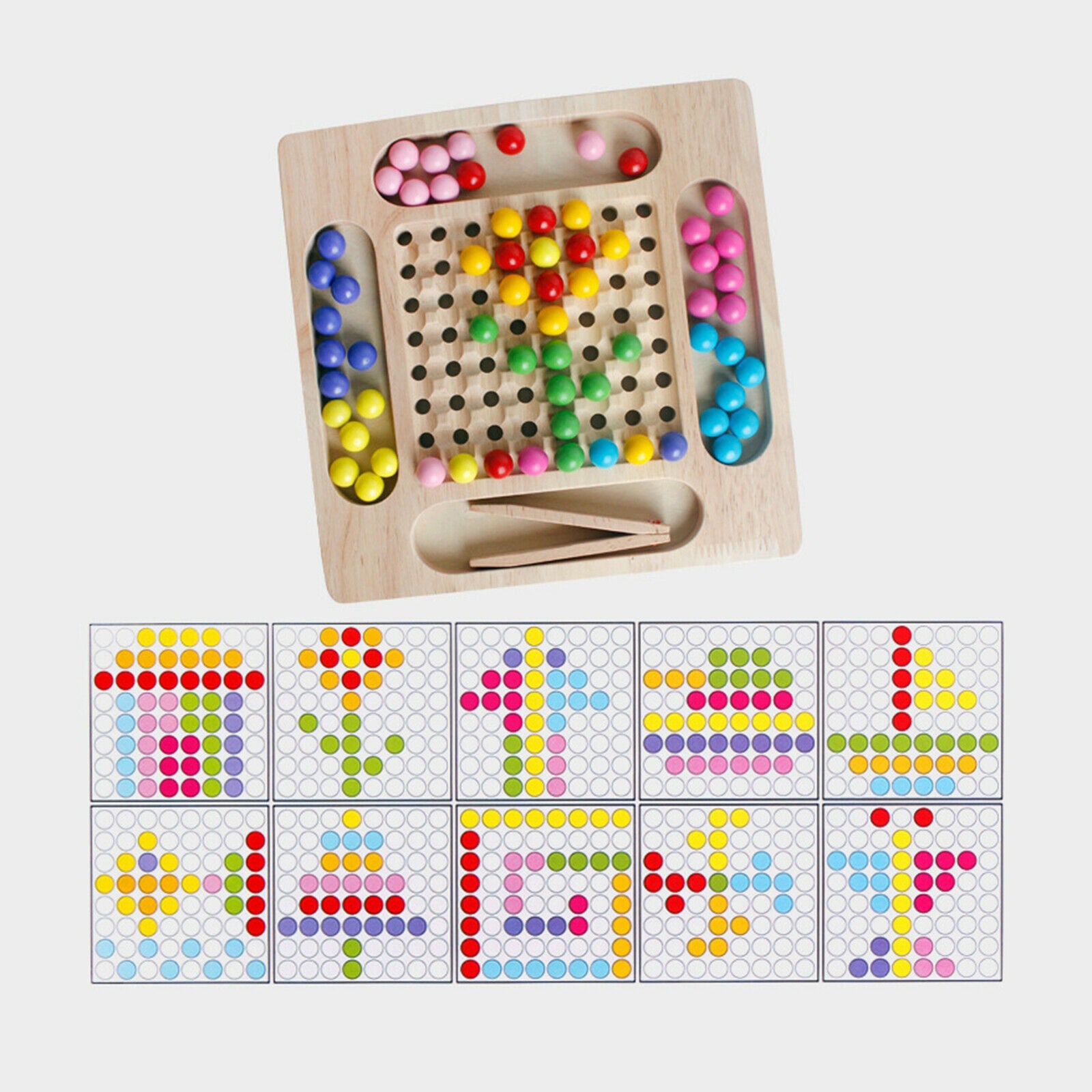 Montessori Educational Wooden Clip Bead Preschool Learning Toys Boys Girls