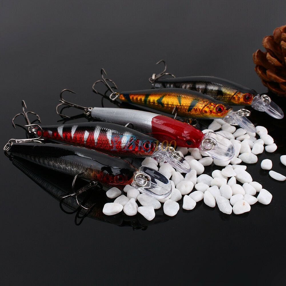 Lot 5pcs Fishing Lures Diving Crankbait Minnow Bait Crank Baits Hook Tackle 9cm